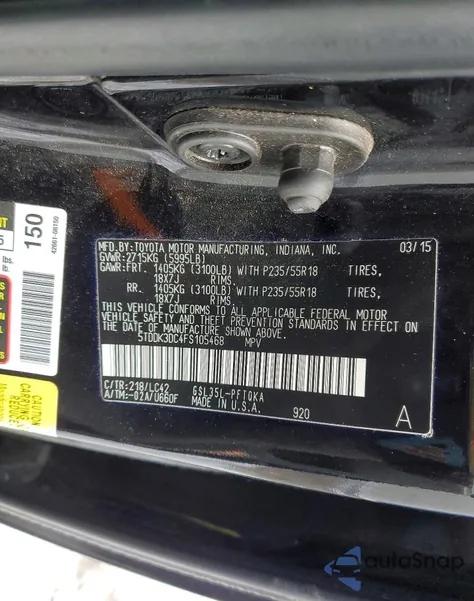 2015 Toyota Sienna Xle z USA, uszkodzony, nr VIN 5TDDK3DC4FS105468